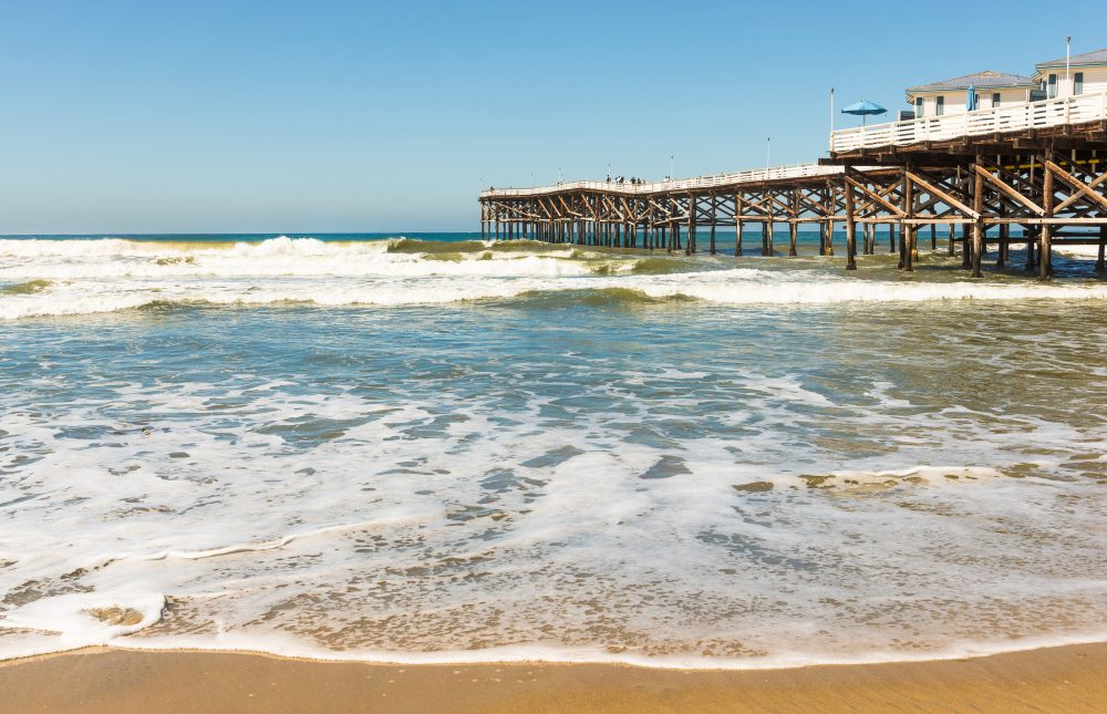 Aerial view of Crystal Pier and Pacific Beach