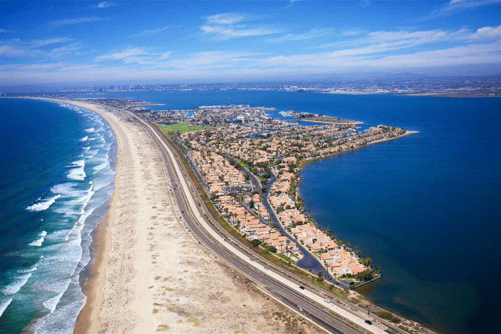 Aerial view of Coronado Silver Strand