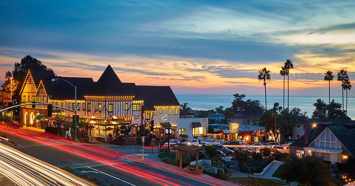 Del Mar Village at sunset
