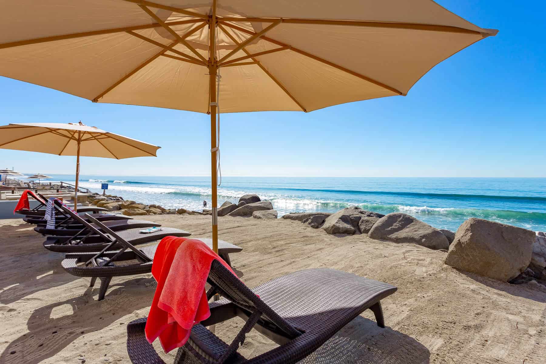 Beach loungers with ocean view in Oceanside