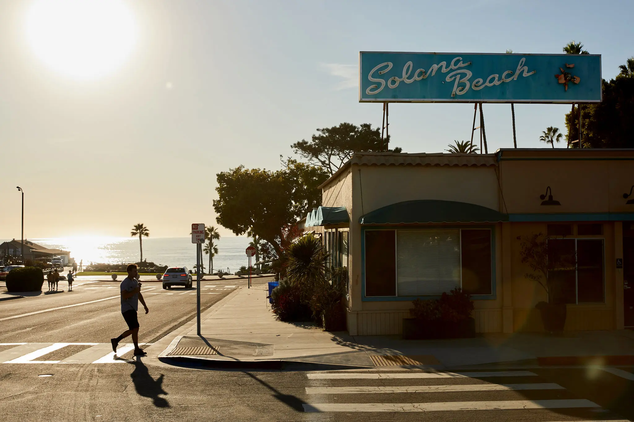 Solana Beach sign at sunset