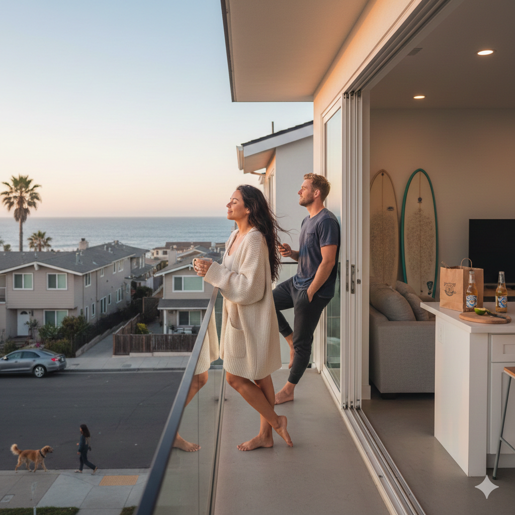 Guests enjoying a San Diego vacation rental balcony